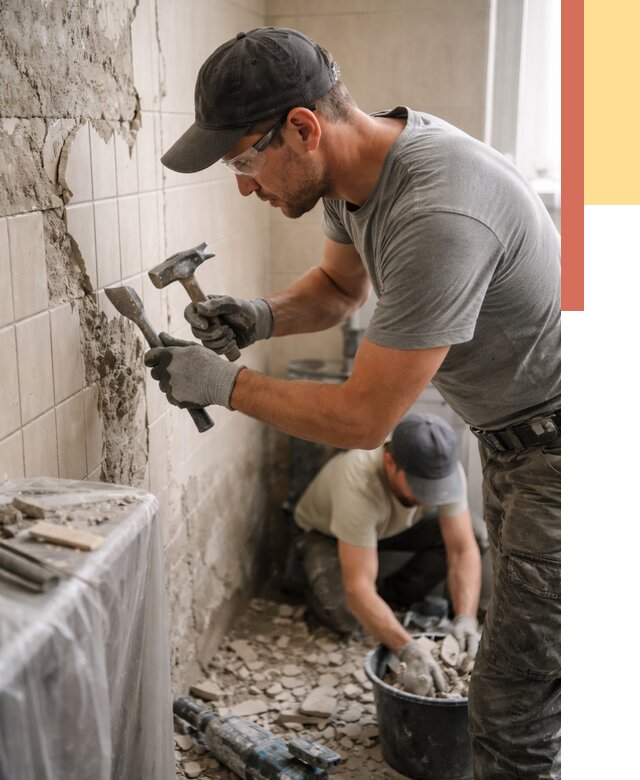 Демонтаж плитки со стен в Северске от 884 руб. — быстро и недорого | ОТДЕЛОЧНИК-Свк