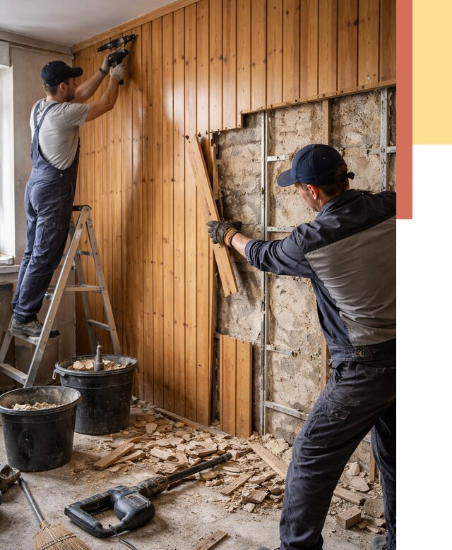 Демонтаж вагонки со стен в Северске от 1507 руб. — снятие, удаление, срочно | ОТДЕЛОЧНИК-Свк