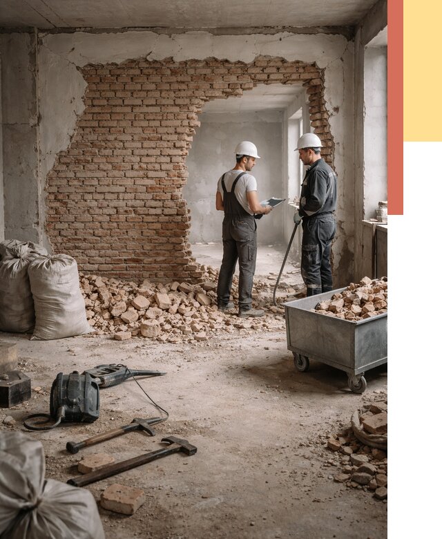 Демонтаж кирпичных стен в Северске от 4366 руб. — быстро, недорого, под ключ | ОТДЕЛОЧНИК-Свк