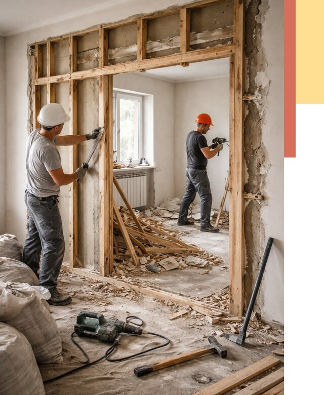 Демонтаж деревянных перегородок в Северске от 3326 руб. — быстро и недорого | ОТДЕЛОЧНИК-Свк