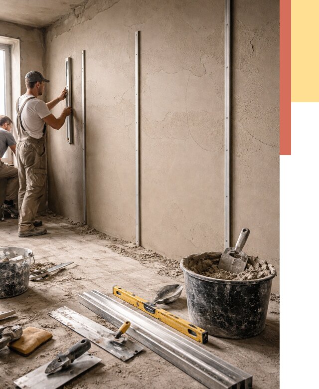 Штукатурка стен по маякам в Северске от 5717 руб./м² — выравнивание под ключ | ОТДЕЛОЧНИК-Свк