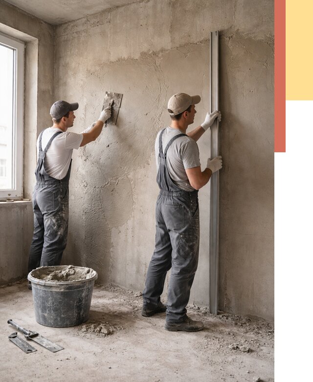 Штукатурка бетонных стен в Северске от 4678 руб/м² — качественно и быстро | ОТДЕЛОЧНИК-Свк