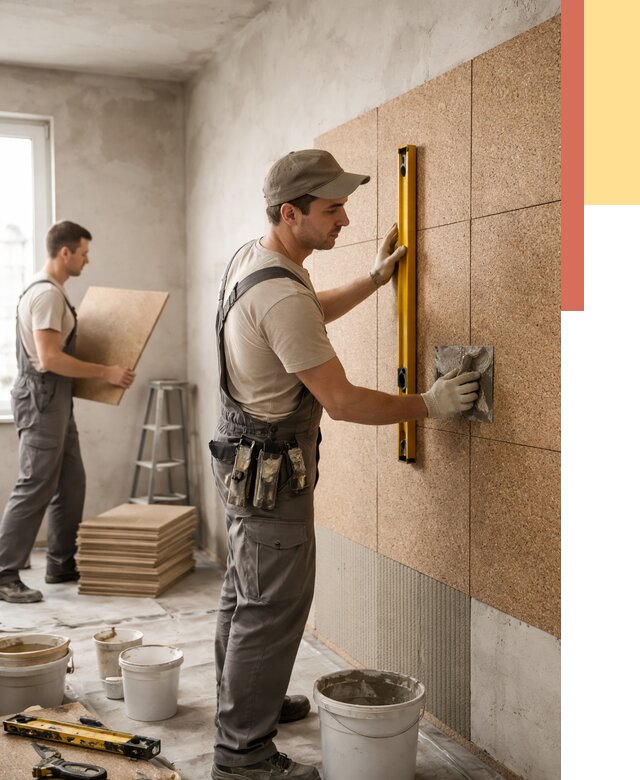 Монтаж пробковых панелей на стены в Северске от 3638 руб. — ОТДЕЛОЧНИК-Свк