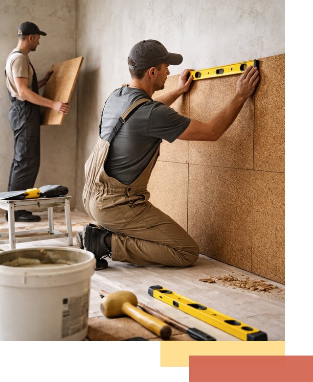 Монтаж пробковых панелей на стены в Северске быстро и качественно