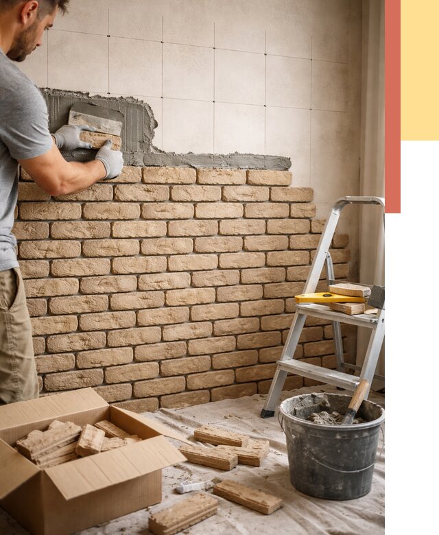 Монтаж декоративного кирпича в Северске от 3326 руб./м² — быстро и недорого | ОТДЕЛОЧНИК-Свк