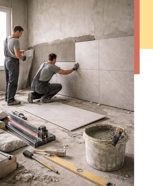 Облицовка стен керамогранитом в Северске от 4366 руб./м² — услуги под ключ | ОТДЕЛОЧНИК-Свк