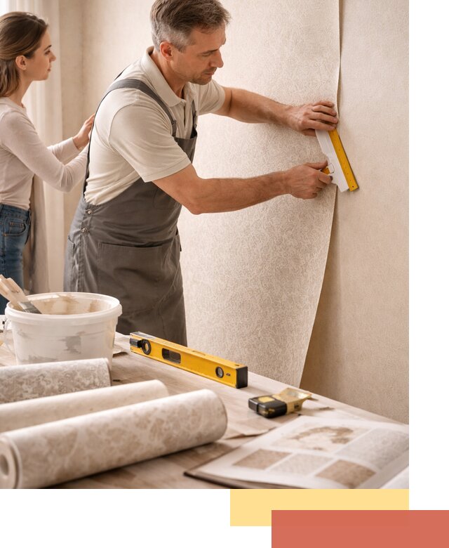 Поклейка обоев с подбором рисунка в Северске