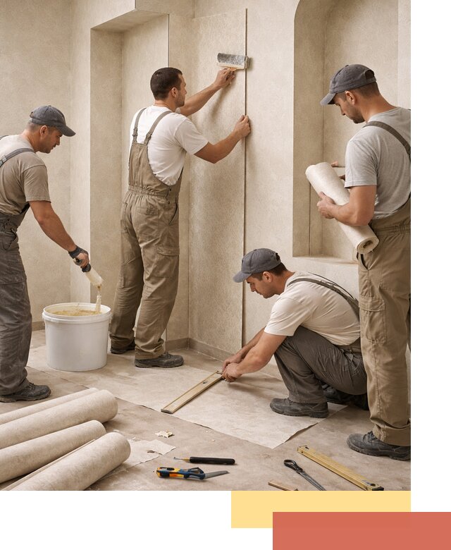 Поклейка обоев на сложные стены и неровные поверхности в Северске