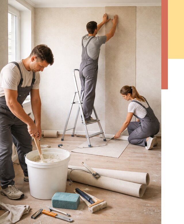 Оклейка стен обоями в Северске от 3638 руб/м2 — быстро и недорого | ОТДЕЛОЧНИК-Свк