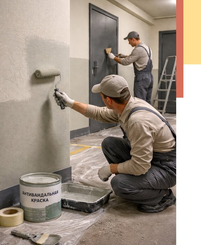 Покраска стен антивандальной краской в Северске от 4678 руб./м² под ключ | ОТДЕЛОЧНИК-Свк