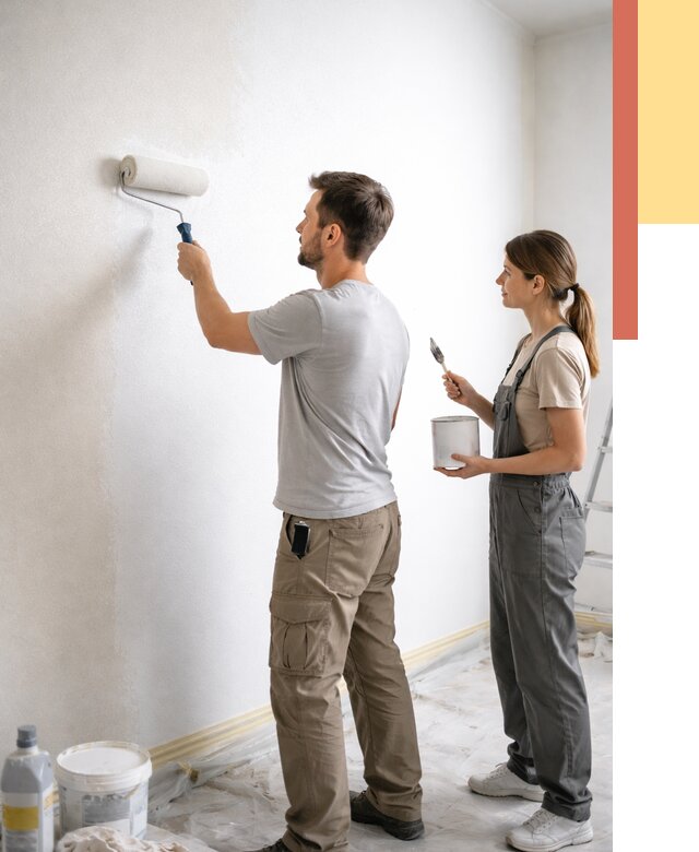 Окраска стен по стеклохолсту в Северске от 4678 руб/м² под ключ | ОТДЕЛОЧНИК-Свк