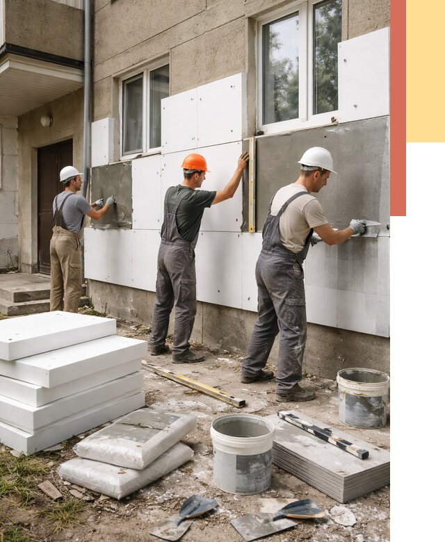 Утепление стен пенопластом в Северске от 1819 руб. — недорого и под ключ | ОТДЕЛОЧНИК-Свк