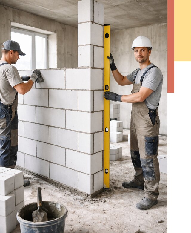 Кладка перегородок из пеноблока в Северске от 1871 руб. под ключ | ОТДЕЛОЧНИК-Свк