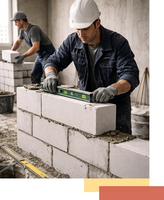 Кладка перегородок из пеноблока под ключ в Северске