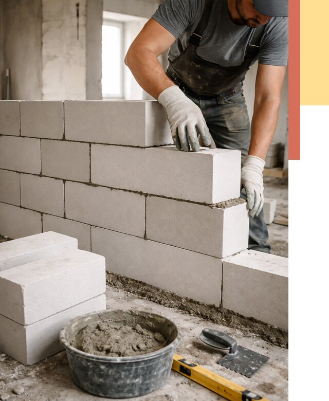 Кладка перегородок из силикатного блока в Северске от 4158 руб. под ключ | ОТДЕЛОЧНИК-Свк