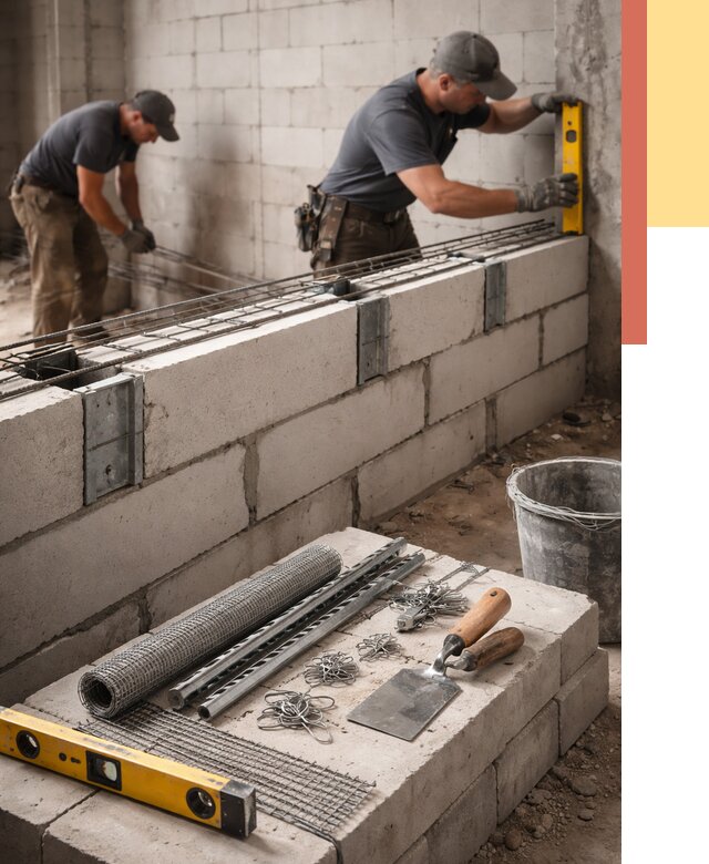 Армирование кладки перегородок в Северске от 780 руб. под ключ | ОТДЕЛОЧНИК-Свк