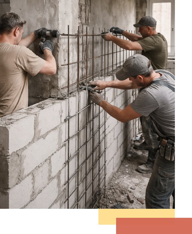 Армирование кладки перегородок в Северске профессионально и надёжно