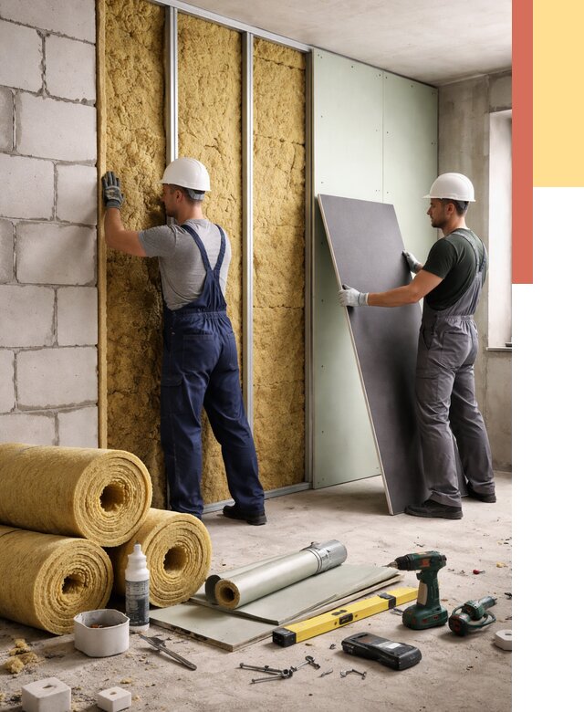 Шумоизоляция перегородок из блоков в Северске от 1923 руб./м² — быстро и недорого | ОТДЕЛОЧНИК-Свк