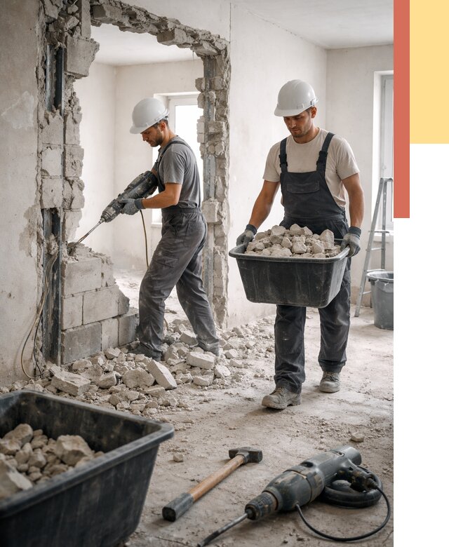 Демонтаж блоковых перегородок в Северске от 3898 руб. — быстро и недорого | ОТДЕЛОЧНИК-Свк