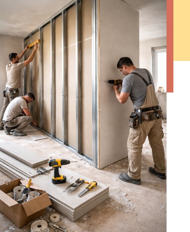 Монтаж однослойной перегородки из гипсокартона в Северске от 676 руб. | ОТДЕЛОЧНИК-Свк