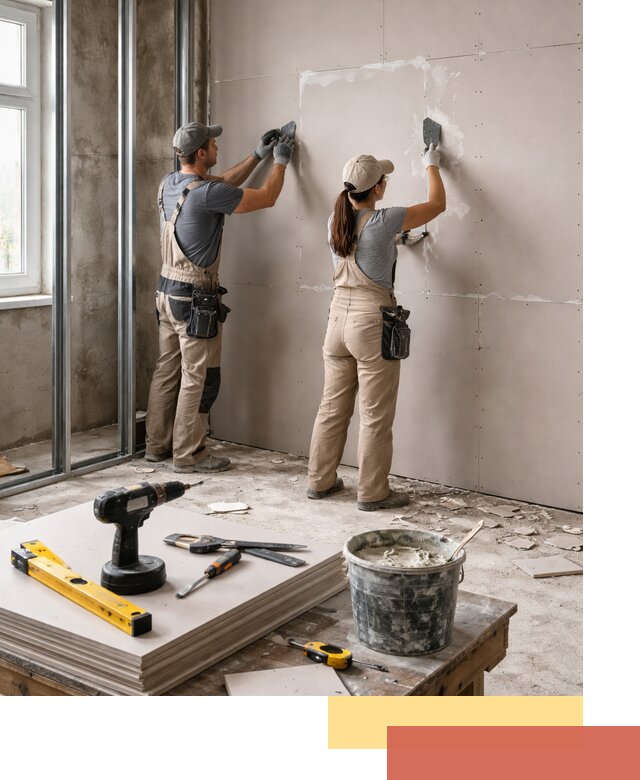 Монтаж двухслойной перегородки из гипсокартона в Северске