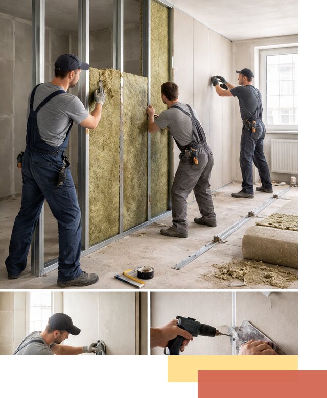 Перегородка из гипсокартона с шумоизоляцией в Северске — монтаж под ключ