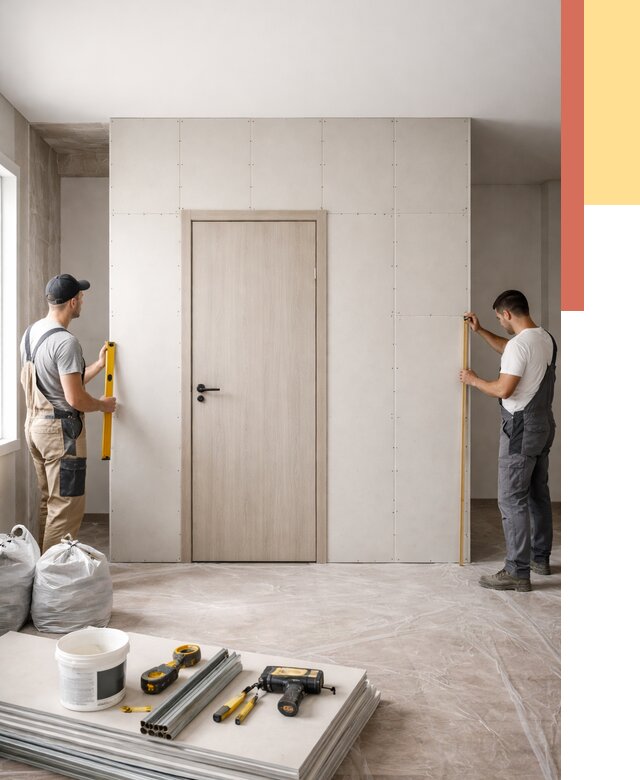 Перегородка из гипсокартона с дверью в Северске от 4678 руб. под ключ | ОТДЕЛОЧНИК-Свк