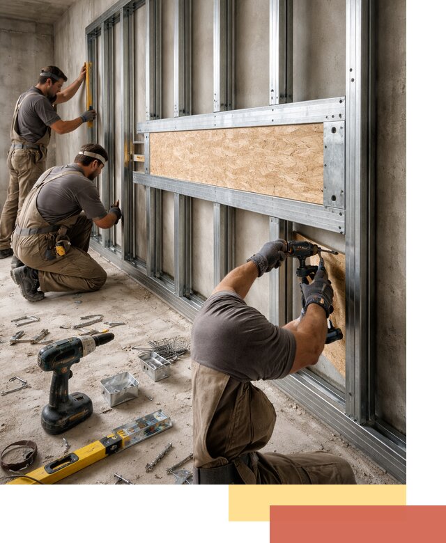 Усиленная перегородка для крепления тяжёлых конструкций в Северске