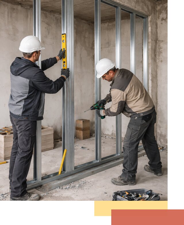 Монтаж каркаса перегородки из профиля в Северске