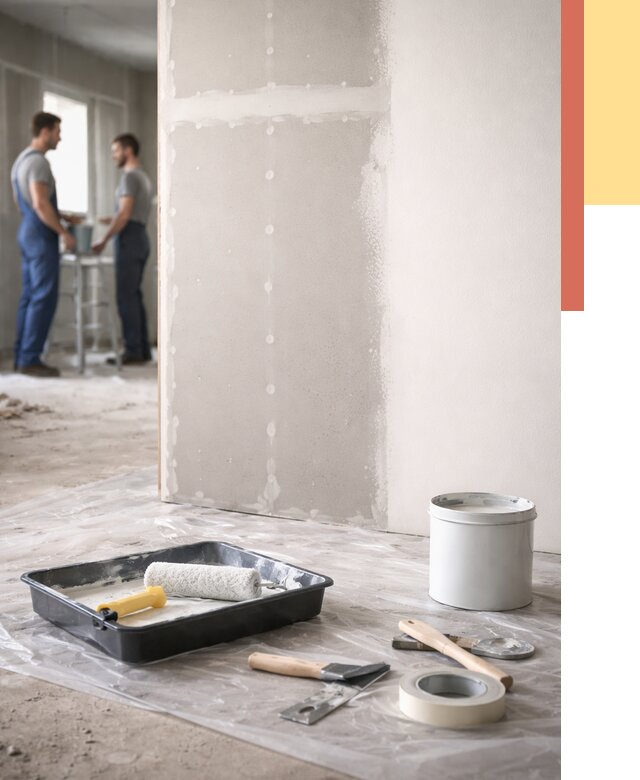 Покраска перегородок из гипсокартона в Северске от 4678 руб. под ключ | ОТДЕЛОЧНИК-Свк