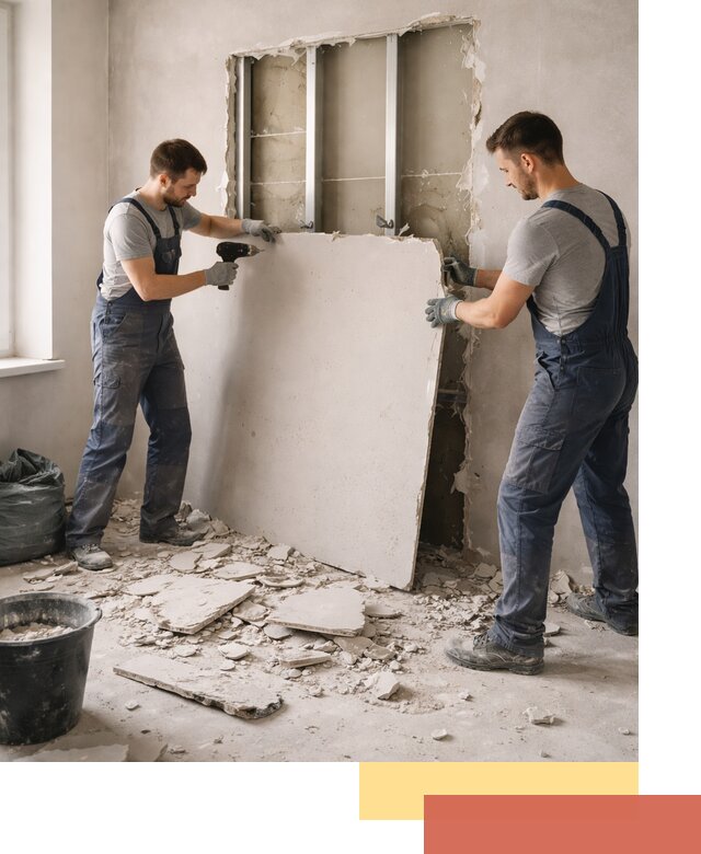 Демонтаж перегородки из гипсокартона в Северске быстрый и аккуратный