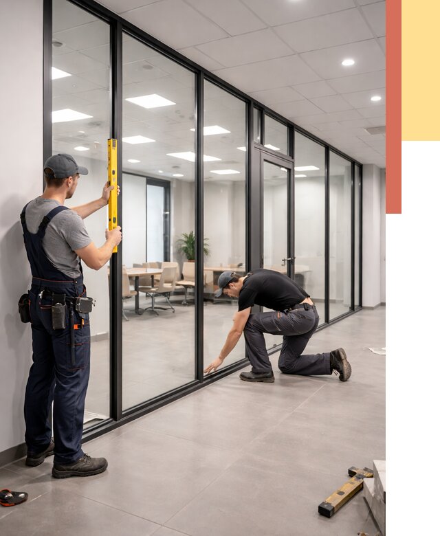 Каркасные стеклянные перегородки в Северске под ключ от 9563 руб. | ОТДЕЛОЧНИК-Свк