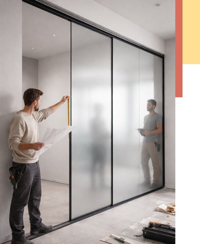 Матовые стеклянные перегородки в Северске от 8836 руб. — монтаж и установка | ОТДЕЛОЧНИК-Свк