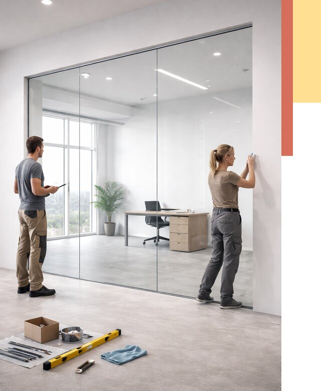 Перегородки из закаленного стекла в Северске от 9875 руб. под ключ | ОТДЕЛОЧНИК-Свк