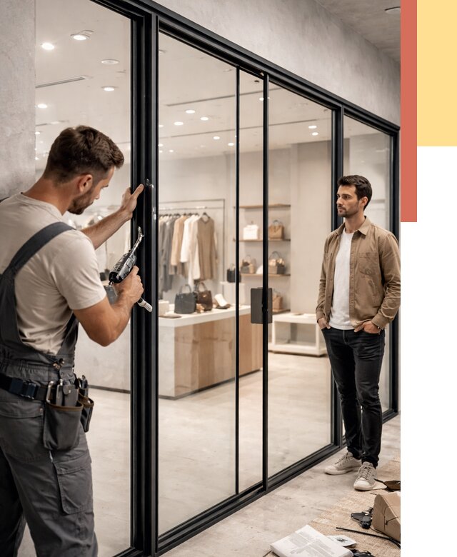 Стеклянные перегородки для магазинов в Северске от 8524 руб. под ключ | ОТДЕЛОЧНИК-Свк