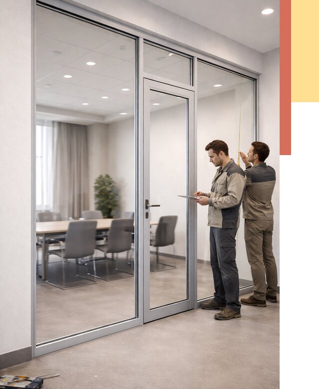 Установка и монтаж алюминиевых перегородок со стеклом в Северске от 8524 руб. | ОТДЕЛОЧНИК-Свк