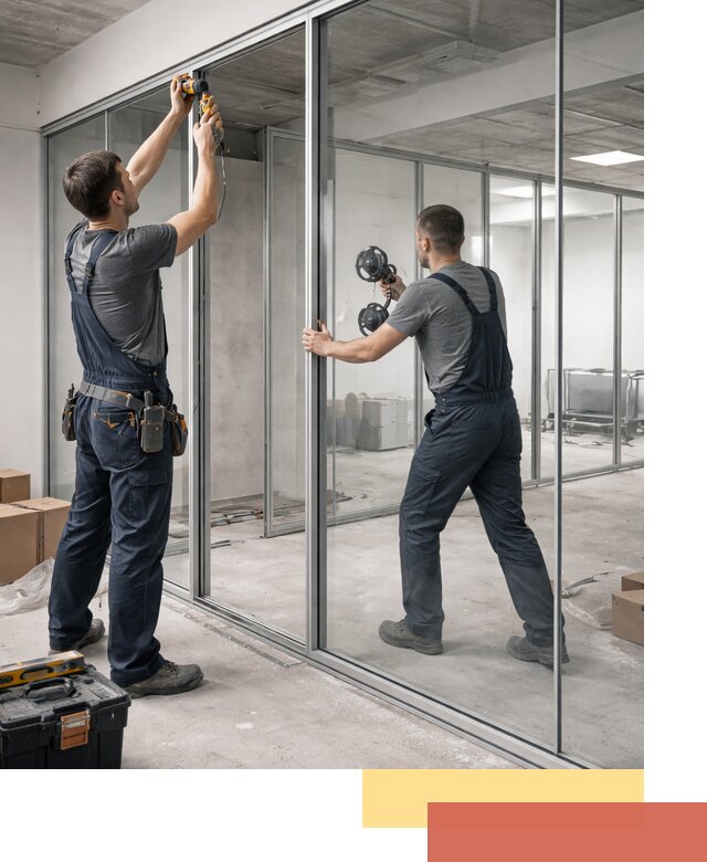 Алюминиевые перегородки со стеклом в Северске — изготовление и монтаж