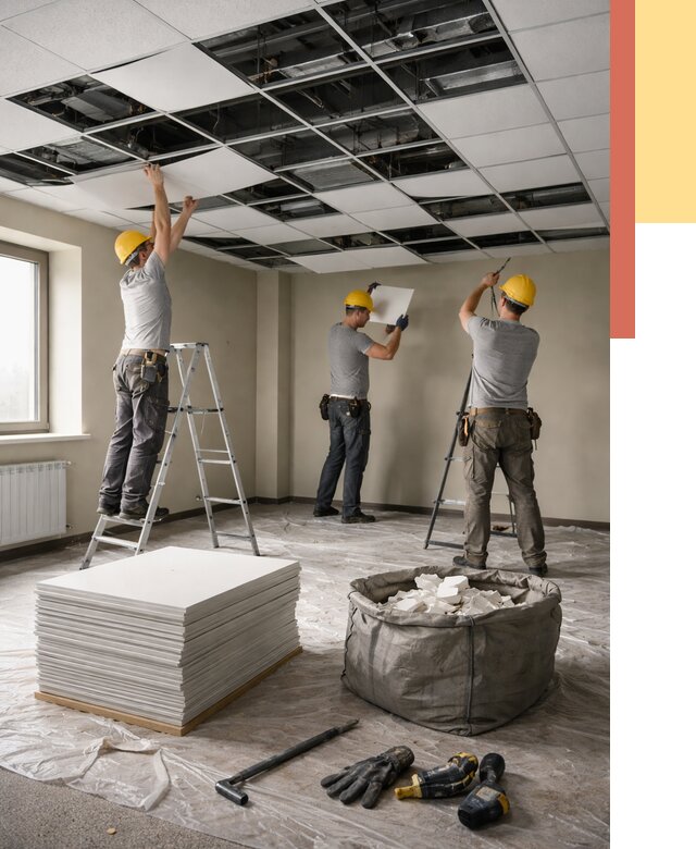 Демонтаж потолка Армстронг в Северске от 4678 руб. быстро и недорого | ОТДЕЛОЧНИК-Свк