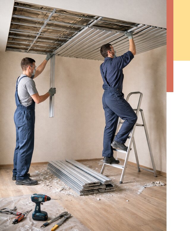 Демонтаж реечного потолка в Северске от 4678 руб. быстро и недорого | ОТДЕЛОЧНИК-Свк