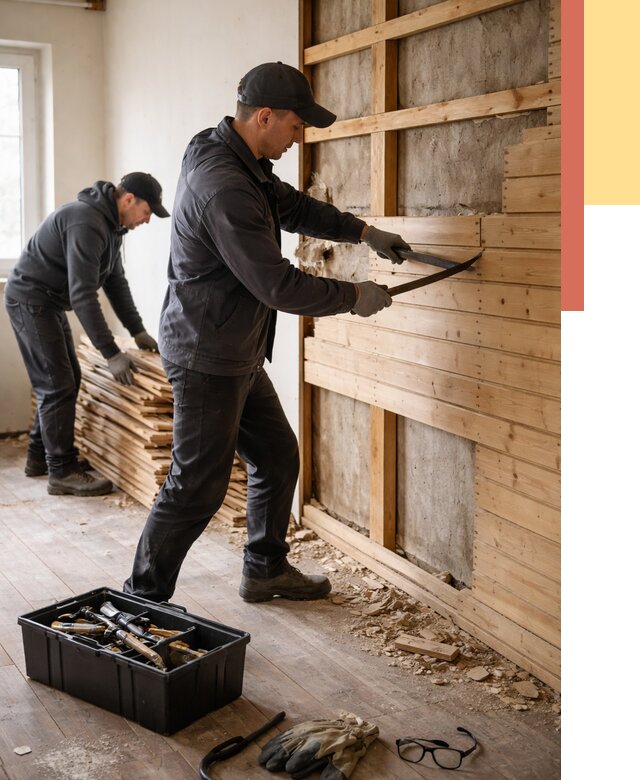 Демонтаж вагонки в Северске от 3950 руб/м2 — быстро и недорого | ОТДЕЛОЧНИК-Свк