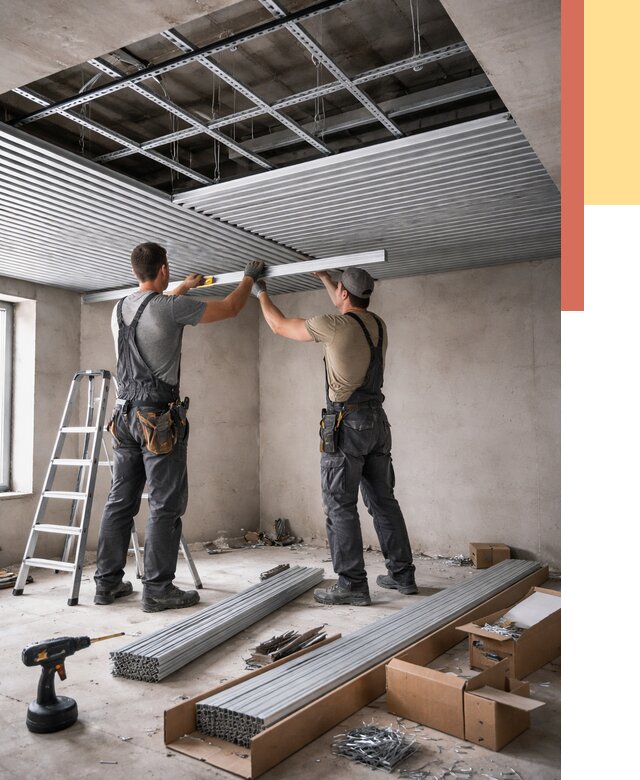 Монтаж реечного потолка в Северске от 4678 руб. под ключ | ОТДЕЛОЧНИК-Свк