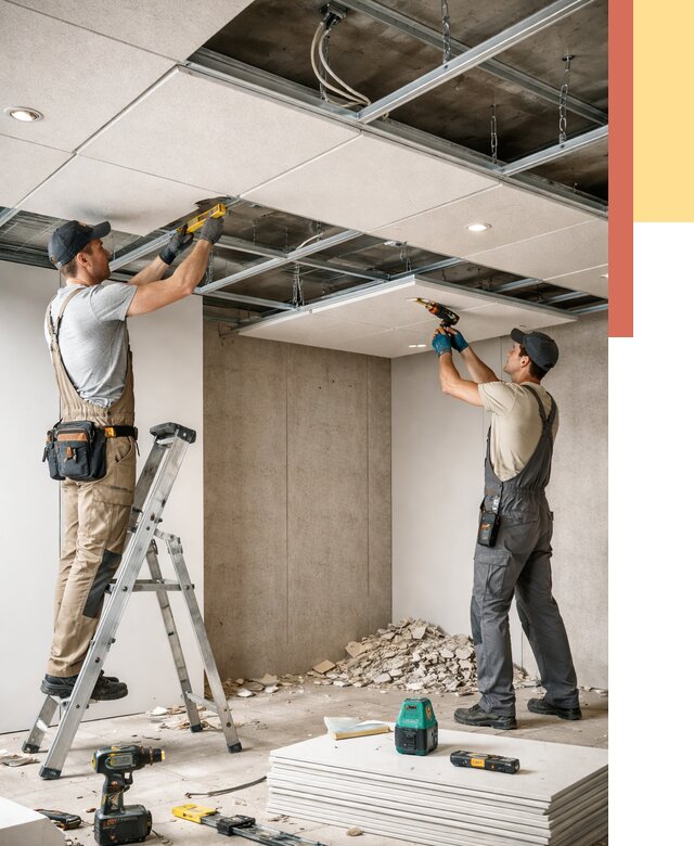 Монтаж акустического потолка в Северске от 6757 руб/м2 — быстро и недорого | ОТДЕЛОЧНИК-Свк