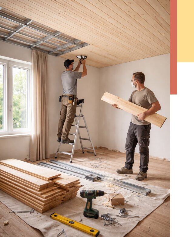 Монтаж потолка из вагонки в Северске от 6757 руб. | Быстро и недорого — ОТДЕЛОЧНИК-Свк