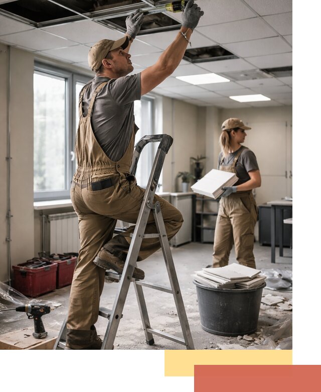 Ремонт потолка Армстронг и замена плит в Северске