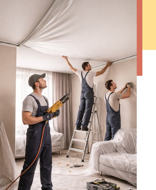 Установка натяжного потолка в Северске от 4678 руб. | Быстро и недорого — ОТДЕЛОЧНИК-Свк