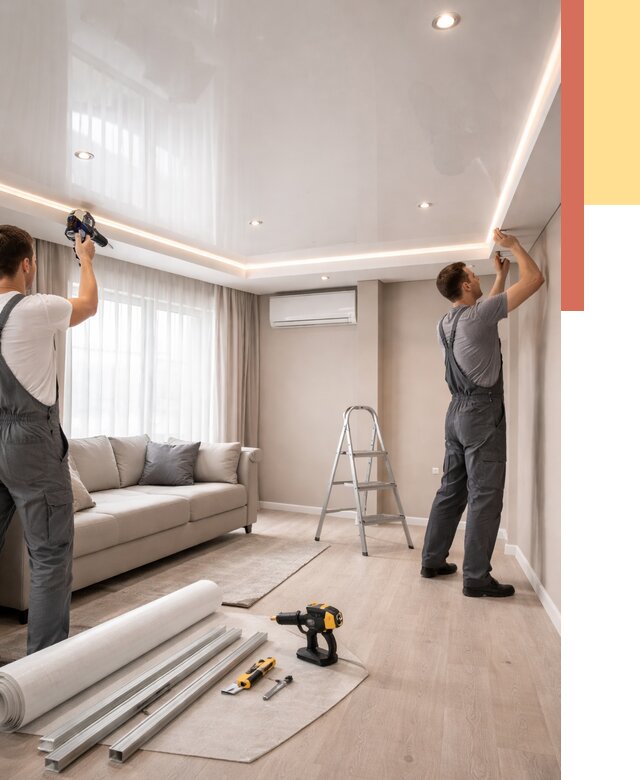 Монтаж глянцевого натяжного потолка в Северске от 780 руб. под ключ | ОТДЕЛОЧНИК-Свк