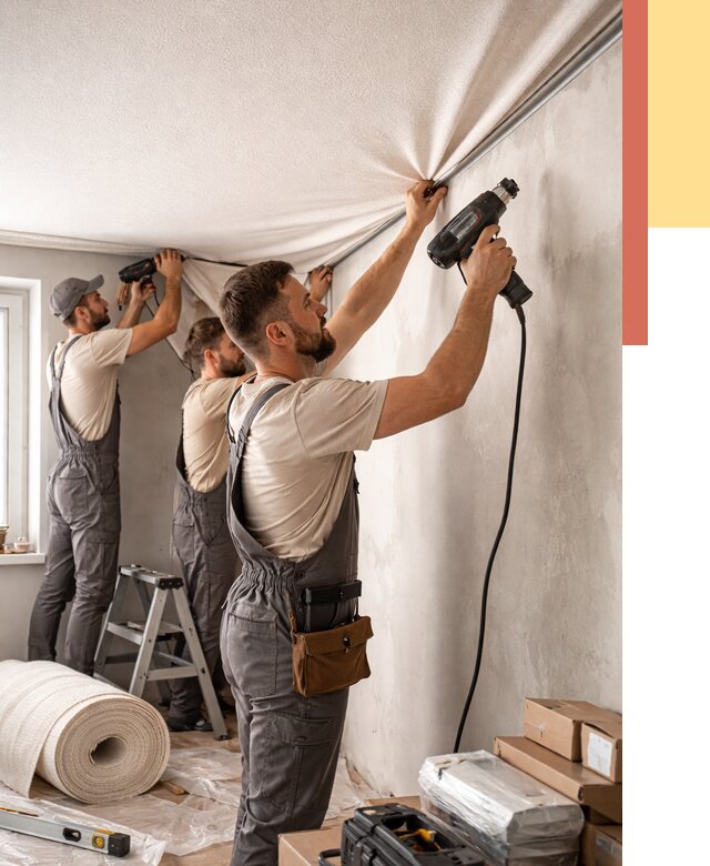 Монтаж фактурного натяжного потолка в Северске от 780 руб. — ОТДЕЛОЧНИК-Свк