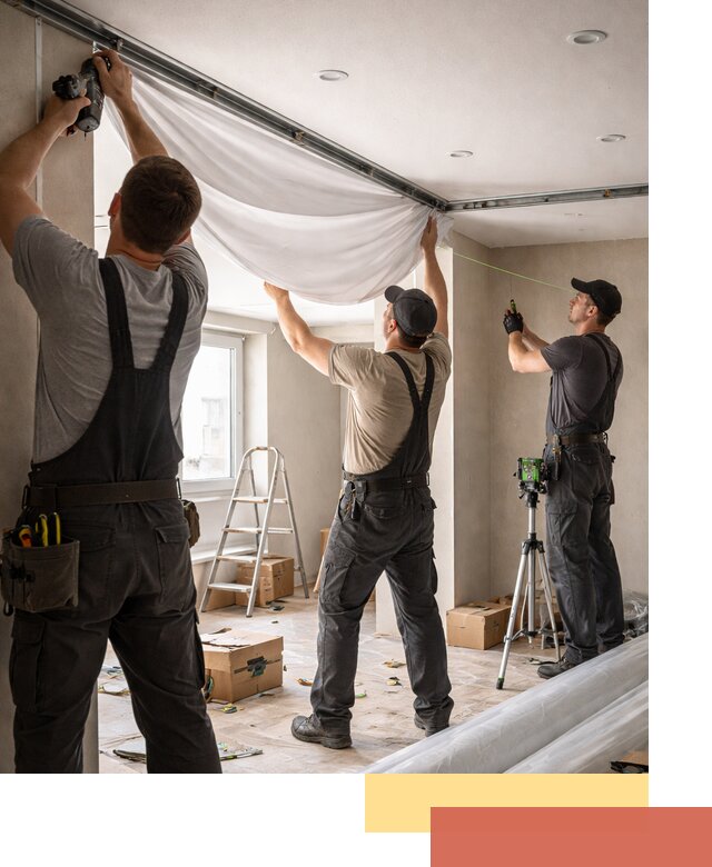 Монтаж парящего натяжного потолка под ключ в Северске