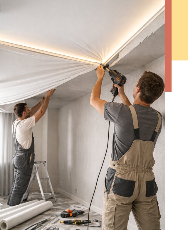 Монтаж натяжного потолка с подсветкой в Северске от 988 руб. | ОТДЕЛОЧНИК-Свк