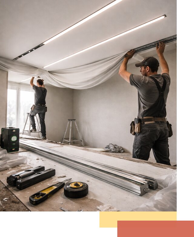 Монтаж натяжных потолков со световыми линиями в Северске